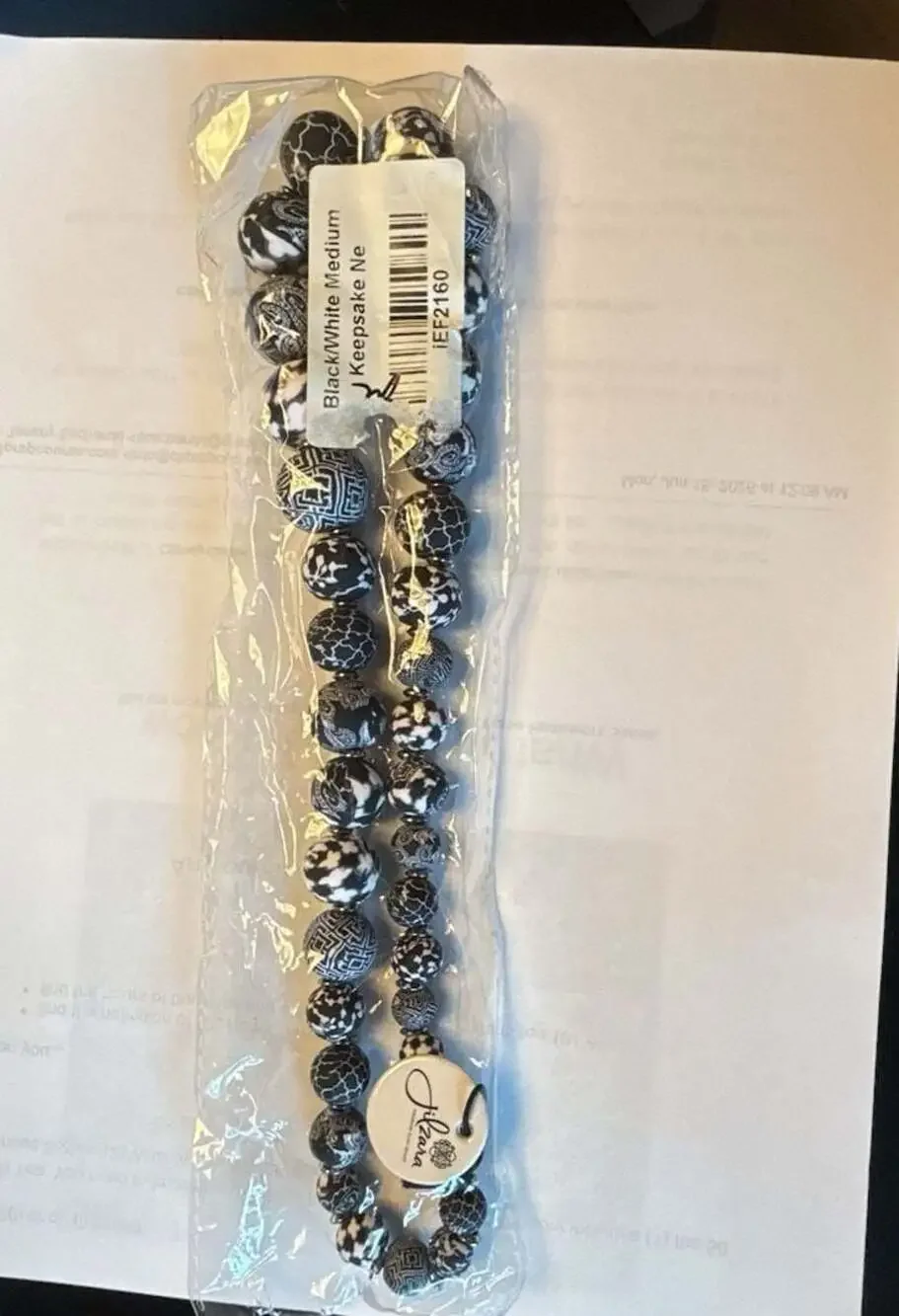 Jilzara Black/White Medium Keepsake Necklace